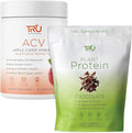 TRU Supplements Plant Based Protein Powder Natural Chocolate Cream 25 Servings with ACV Apple Cider Vinegar Organic 45 Servings Complete Health and Fitness Support Pack