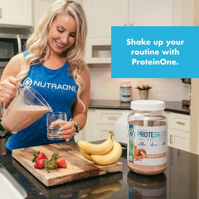 NutraOne ProteinOne Whey Protein Promote Recovery and Build Muscle with a Protein Shake Powder for Men &amp Women (Cookies &amp Cream 5 LB)