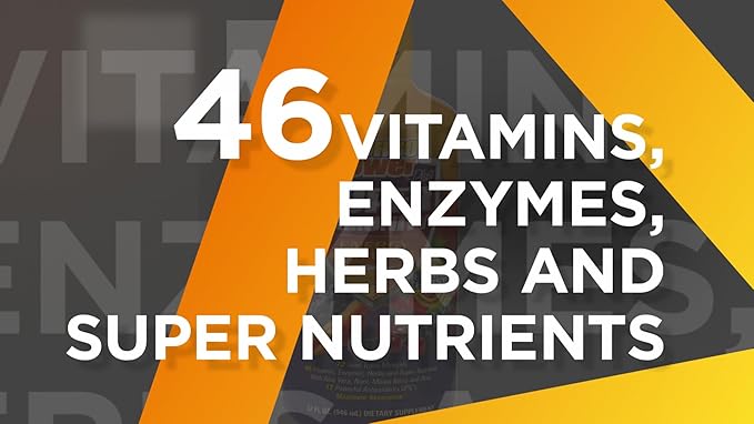 Liquid Vitamin Turbo Power Plus: 47 Vitamins Enzymes Vitamin D3 Vitamin A Vitamin C and Zinc for Men Women Teens and Kids