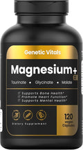 Triple Magnesium Complex 300mg - High Absorption Magnesium Glycinate Taurate &amp Malate - Gluten-Free &amp Vegan - 120 Capsules