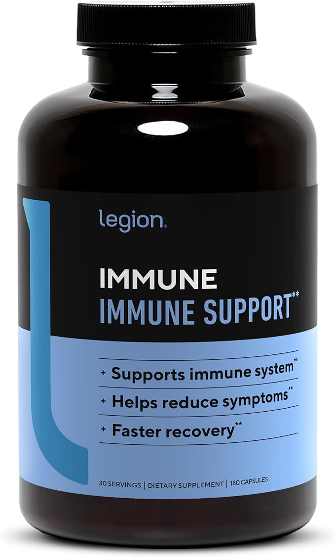 LEGION Immune- Immune Booster for Adults Natural Immunity System Support w/Vitamin C (500mg) American Ginseng Guduchi and Garlic Supplement.