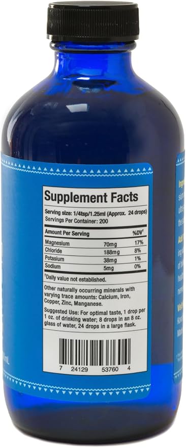 Pure Hawaii Deep Ocean Magnesium Drops Refill Bottle 8oz. – Made in Hawaii – with Other Trace Minerals – Support Brain Immune and Heart Health