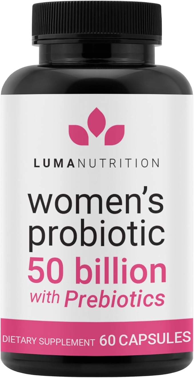 Luma Nutrition Probiotics for Women with Prebiotics - 50 Billion CFU - Formulated for Digestive Immune &amp Feminine Support - 60 Capsules