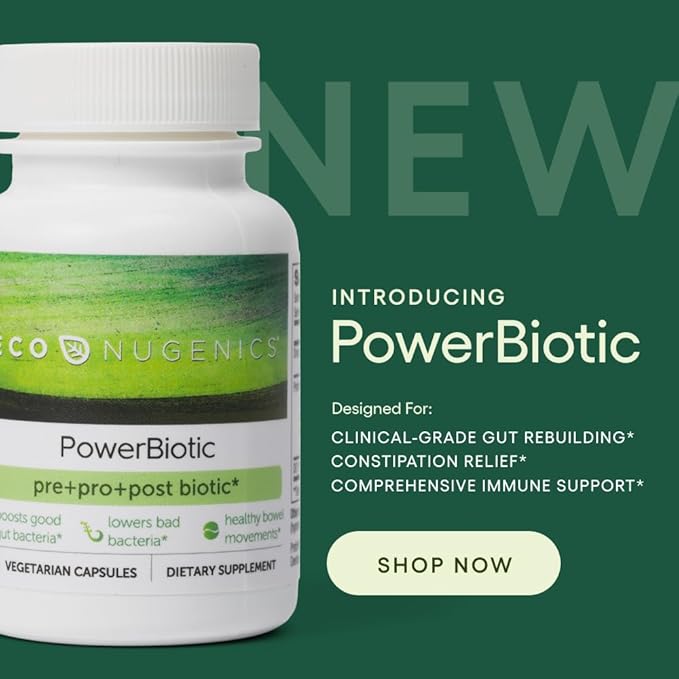 EcoNugenics PowerBiotic: Prebiotic Probiotic &amp Postbiotic for Men &amp Women – 30 Capsules (1 Daily) – Supports Digestive Health Gut Cleanse Constipation Relief Immune Function