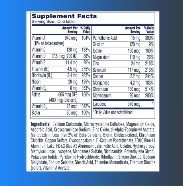 One Per A Day Men’s 50 Plus Daily Multivitamin – Supports Bone Heart &amp Immune Function 300 Tablets