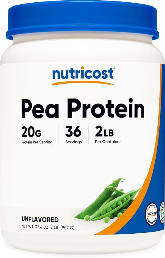 Nutricost Pea Protein Powder (2 LBS) Unflavored - 20g of Vegan Pea Protein Isolate GMO-Free Gluten-Free 36 Servings