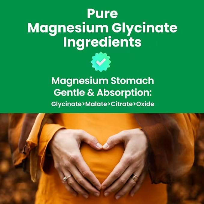 Magnesium Glycinate 500mg Supplement Capsules High Absorption- Gentle FormHighly Purified Magnesium Mineral Supplements for Women &amp Men Made in USA (2 Bottles)