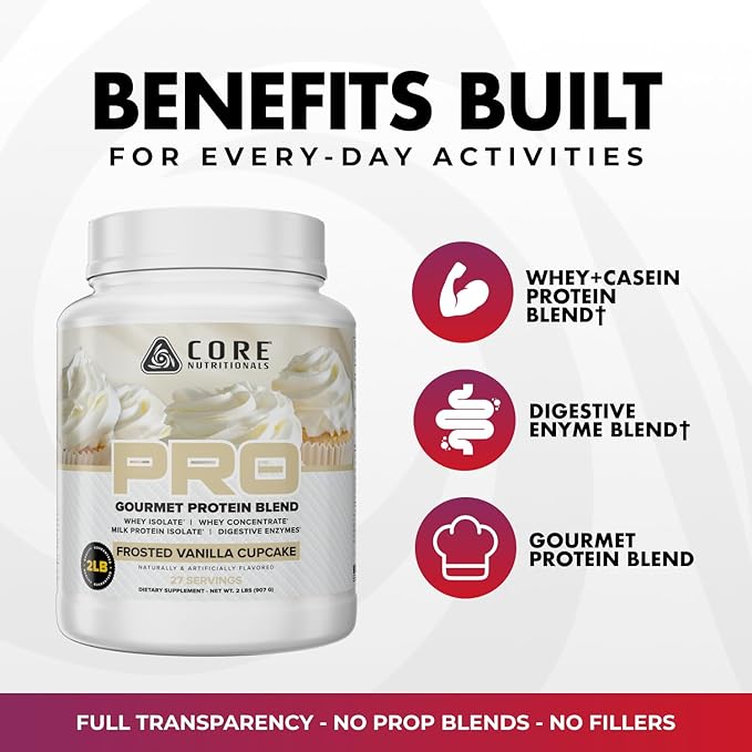 Core Nutritionals Transformers Protron Protein | Whey + Casein Blend | MCTs &amp Digestive Enzymes | 25g Protein | Free Prize Inside - Bumblebee | 2 Pound (Honey Vanilla Graham)