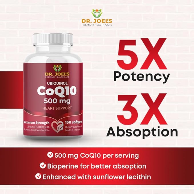 Dr. JOEL'S MOM NUTRIX Physician Recommended COQ10 500 mg - Maximum Potency &amp Absorption - Immune Support - 150 Softgels - Made in The USA
