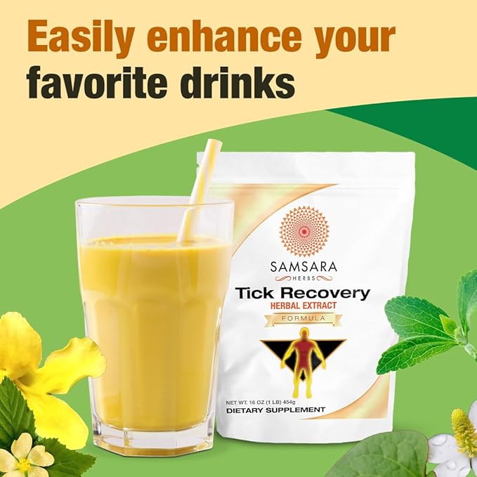 Samsara Herbs Tick Recovery Herbal Powder Formula (4oz/114g) - Japanese Knotweed Cat's Claw SIDA Acuta Houttuynia Cordata Stevia