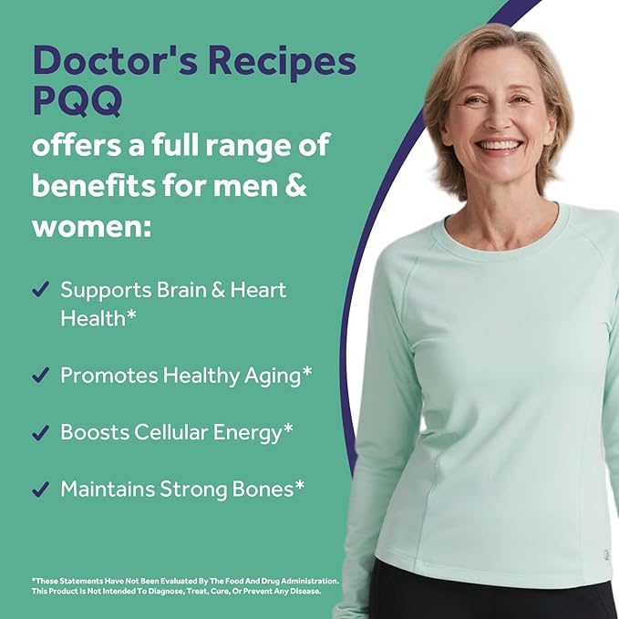 Doctor's Recipes PQQ Supplement 40 mg with CoQ10 Omega 3-6-9 Essential Fatty Acids Highly Purified and Bioavailable Brain Energy Heart Health Pyrroloquinoline Quinone Disodium Salt 120 Softgels