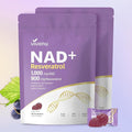 NAD Supplement NAD+ Resveratrol Gummies 60 Count Ultra Pure Organic - Enhanced Absorption - with 1000mg NAD and 900mg Resveratrol | Antioxidant Support &amp Cellular Energy (120 Gummies /2 Bags)