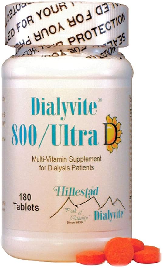 Dialyvite 800 Ultra D Multi-Vitamin Supplement for Dialysis Patients - 180 Tablets (6 Month Supply) - Value Bottle