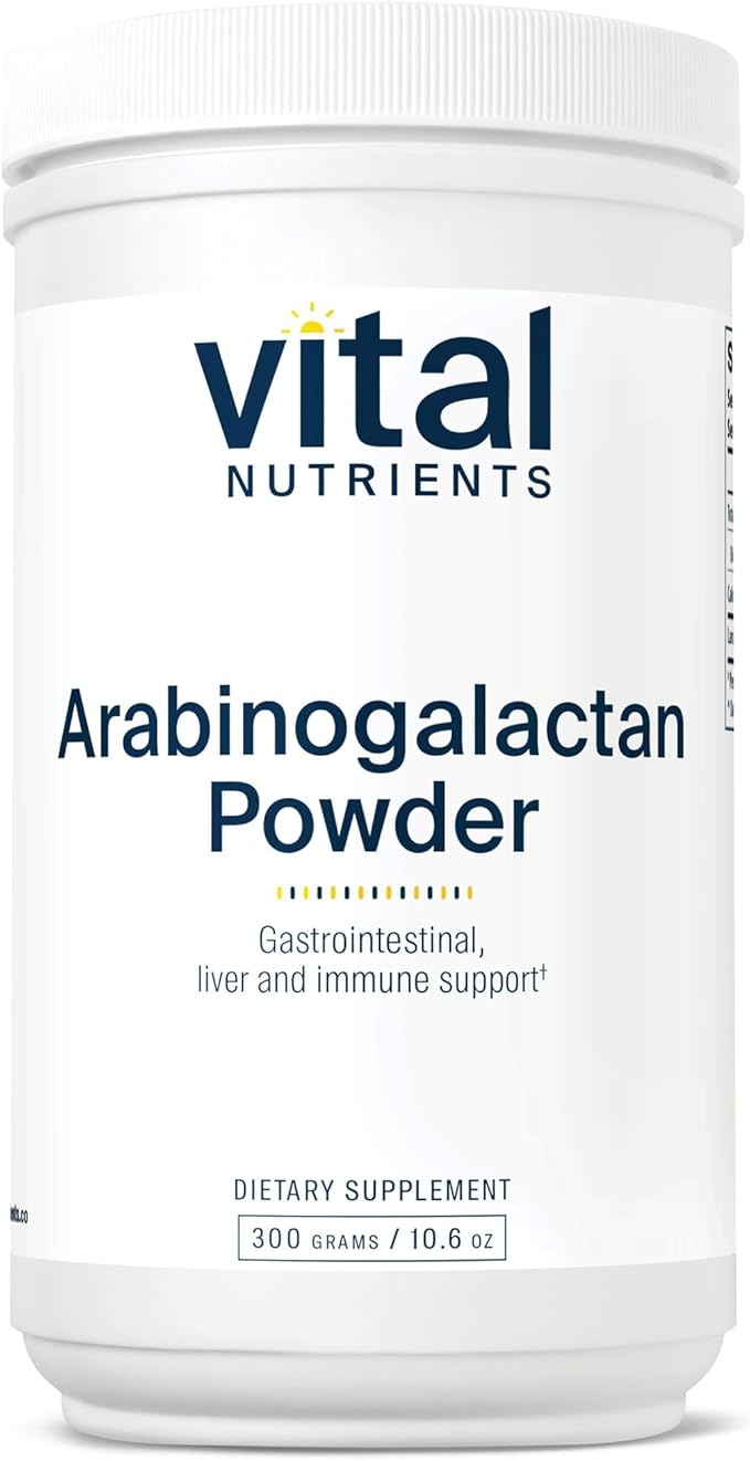 Vital Nutrients Arabinogalactan Powder - Vegan Prebiotic Fiber Supplement for GI Health Liver and Immune Support* - Gluten Dairy Soy Free - Non-GMO - 300g