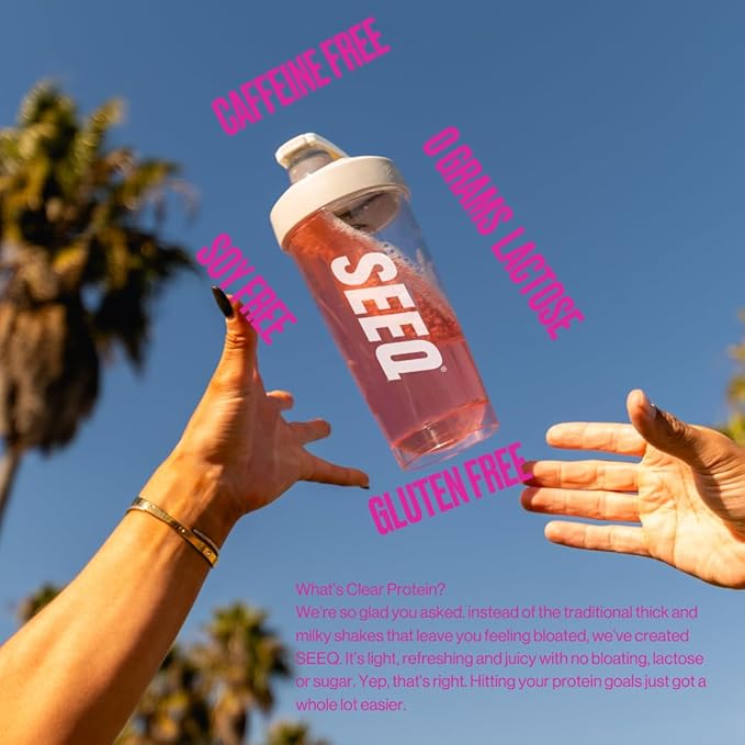 SEEQ Clear Whey Isolate Protein Powder Fruit Punch 22 Servings 22g Protein Per Serving Sugar-Free Keto-Friendly Soy-Free Clear Protein Powder Juice-Like Protein