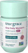 True Grace One Daily Women’s Multivitamin 40+ Fermented Minerals Organic Adaptogens &amp Mushrooms Energy Immune Bone Support - Non-GMO - Iron Gluten &amp Soy Free - 30 Vegan Tablets