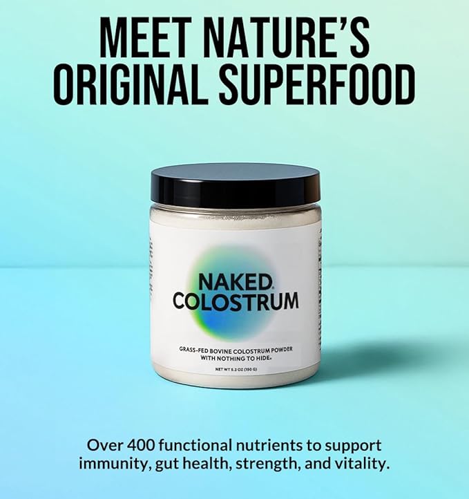 NAKED Colostrum + Whey Protein Bundle – Grass-Fed Bovine Colostrum &amp 100% Grass-Fed Whey - Gut Immunity Muscle Growth &amp Recovery Support