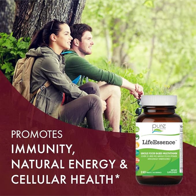 PURE ESSENCE LABS LifeEssence Multivitamin for Women and Men - Natural Herbal Supplement - Vitamin D Vitamin D3 Vitamin B12 Biotin with Whole Foods (240 Tablets)