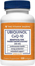 The Vitamin Shoppe Ubiquinol CoQ-10 200mg Beneficial for Those (120 Softgels)