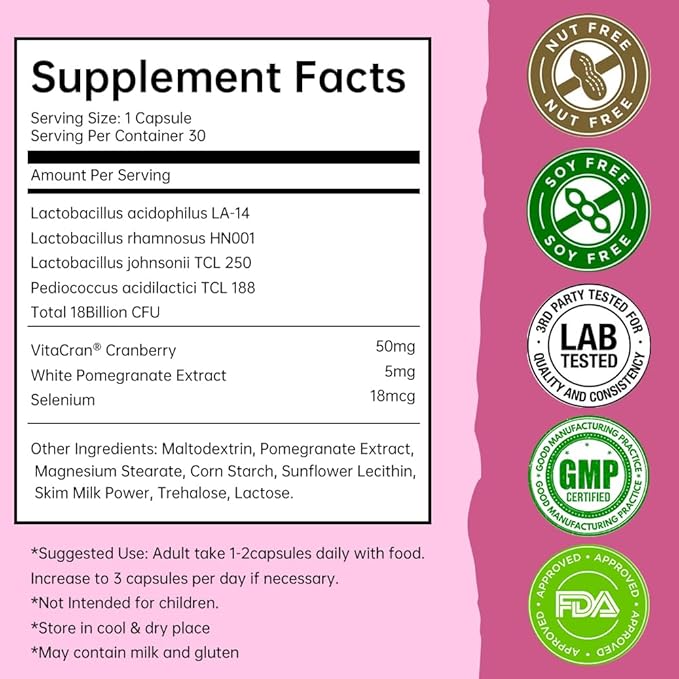 Vaginal Women Probiotic pH Balance with Prebiotics &amp Lactobacillus Probiotic Blend - Women's Vaginal Health Supplement - Promote Healthy Vaginal Odor &amp Vaginal Flora 30 Capsules