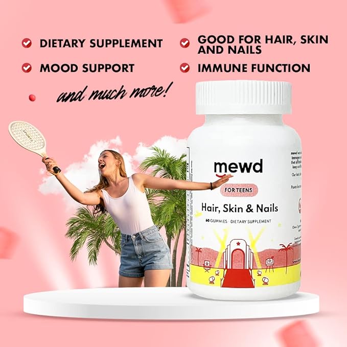 MEWD Teen/Kids Daily Multivitamin Gummy Formula with Natural Mood Enhancer +Hair Skin+Nail Strengther