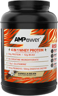 Vanilla Bean Whey Protein Powder | Scientifically-Designed Optimum Muscle Stack Gut Brain Immune | Protein BCAA Creatine L-Glutamine Probiotics Digestive Enzymes | 38.9oz