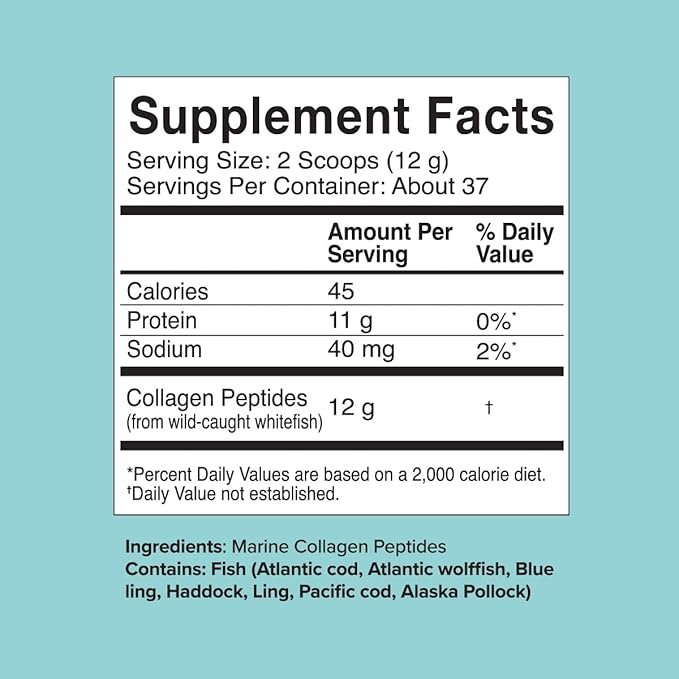 Great Lakes Wellness Sustainable Marine Collagen Peptides - Wild Caught MSC Certified - Unflavored Hydrolyzed Protein Powder - Support for Skin Hair Nails Joints &amp Digestion - iGen Non-GMO - 16