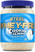 Steel Supplements Whey-Pro | 100% Pure Whey Protein Powder for Men and Women | Cookies &amp Creme | Muscle Gain &amp Lean Muscle Recovery | 1.59 lbs | BCAA 5g | Non-GMO | 25 Servings
