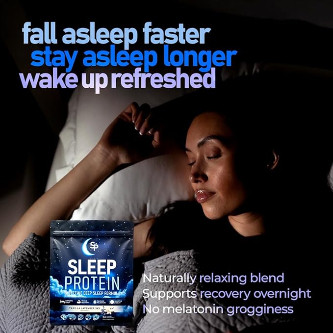 SleepProtein™ Nighttime Casein Recovery Shake – 20g Slow-Release Protein for Overnight Muscle Repair &amp Deep Sleep Support – Melatonin-Free GLP-1 Friendly with Magnesium GABA Theanine &amp Try