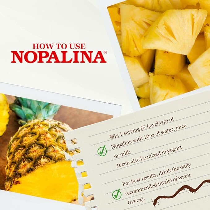 Nopalina Fiber Formula | Pineapple | 2 Lb Bag | 60 Servings | Flax Seed Psyllium Oat and Wheat Bran Omega 3 6 &amp 9 | Can Help with Regularity &amp More | The Original
