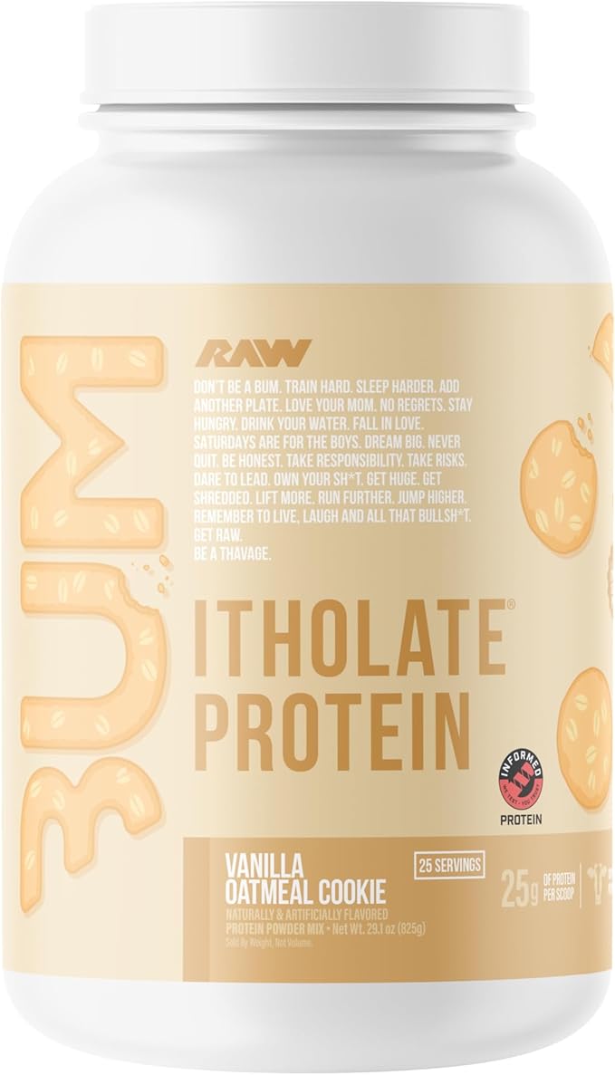 RAW Whey Isolate Protein Powder Vanilla Oatmeal Cookie (CBUM Itholate Protein) - 100% Grass-Fed Sports Nutrition for Muscle Growth &amp Recovery - Low-Fat Low Carb Naturally Flavored - 25 Servings