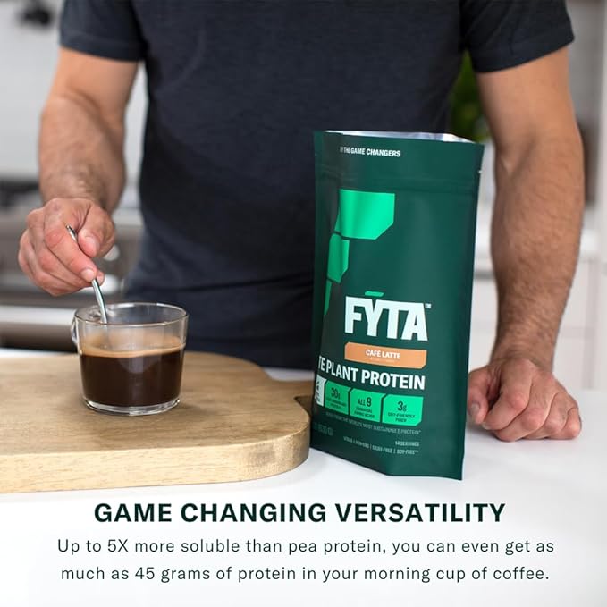 FYTA Vegan Protein Powder - Plant Based Protein Powder with Better Taste &amp Texture Than Whey Protein - 30g Non-GMO &amp Dairy Free Protein Powder Vegan - Protein Powder for Women &amp Men - Cafe