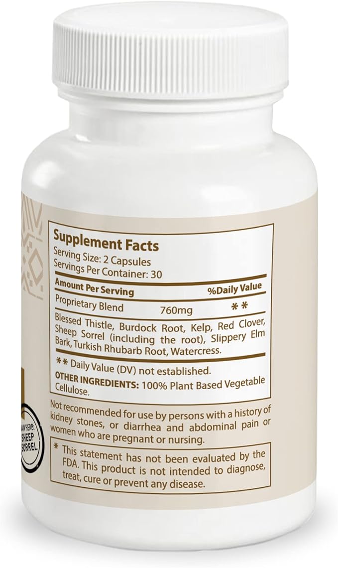 MEINTU Organic 8 Herb Essiac Capsules - Advanced Powerful Antioxidant Blend to Help Promote Overall Health - 100% Organic Essiac Tea 8 Herb Supplement - 60 Capsules