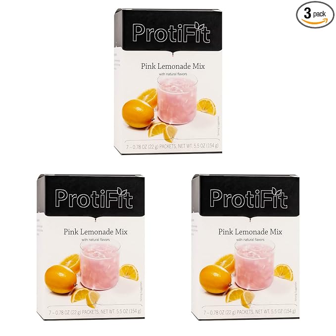 PROTIFIT - High Protein Pink Lemonade Fruit Drink 3 Pack 15g Protein Low Calorie Sugar Free Ideal Protein Compatible 7 Servings Per Box (3 Pack)