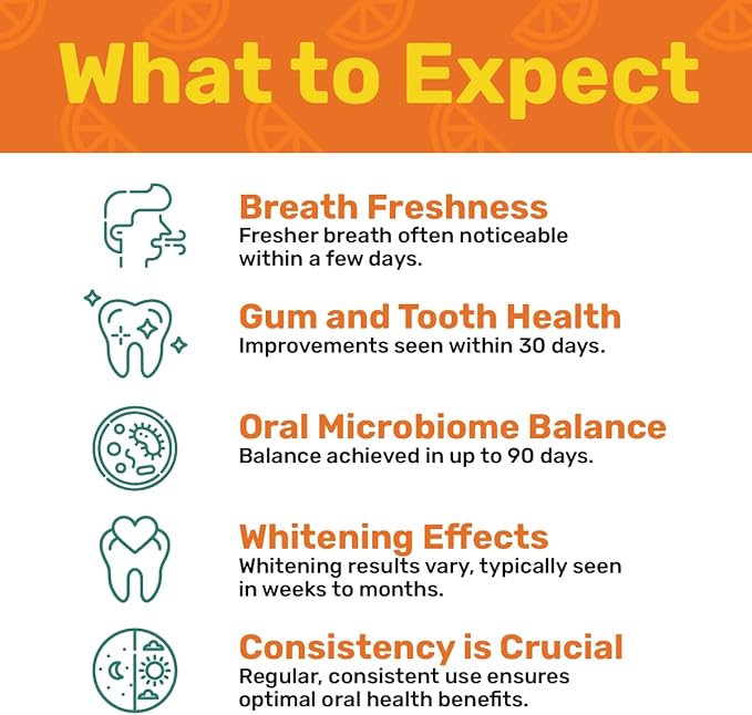 ProBiora Oral-Care Chewable Probiotic Tablets | Probiotic Supplement for Women &amp Men | Healthier Teeth &amp Gums | Fresher Breath | Whiter Teeth | Better Overall Health | 30 Count | Orange