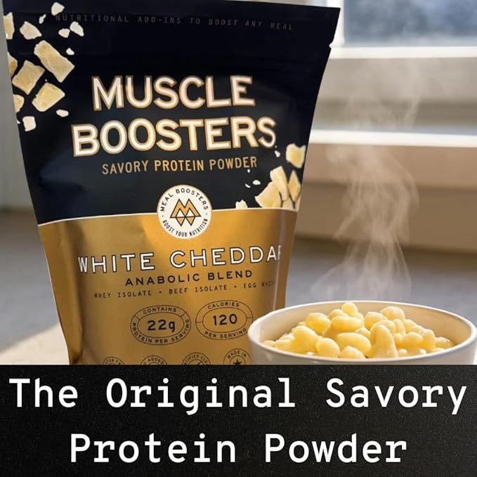 Muscle Boosters Savory Protein Powder | 22g Protein per Serving | Whey Isolate Beef Isolate Egg White Cooking-Friendly Protein Supplement