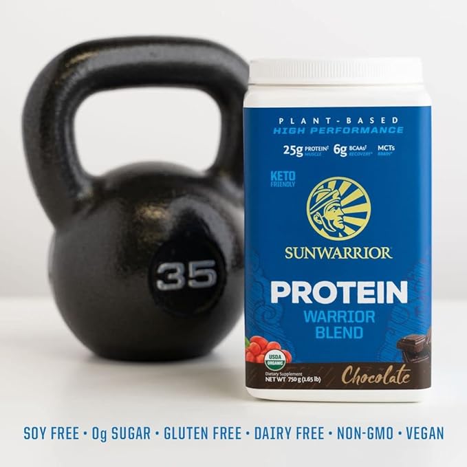 Organic Plant Based Protein Powder | Vegan Organic Protein Powder Chocolate Flavored with BCAA Amino Acids &amp Hemp Seed Pea Blend | Non-GMO Soy Dairy Filler &amp Gluten Free (Chocolate 17 Serving