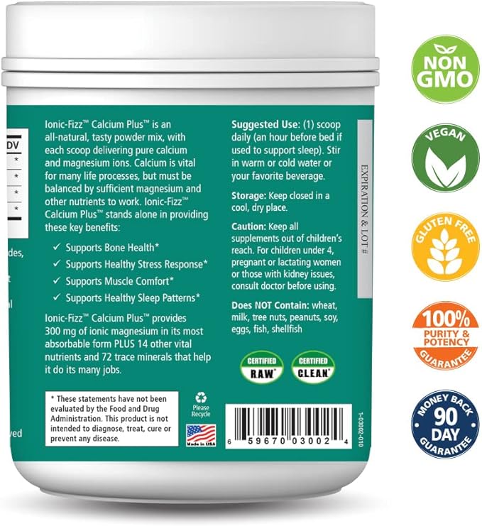 Ionic Fizz Calcium Plus by Pure Essence - Perfect Calcium/Magnesium Ratio with Vitamin A B C D and Potassium Strong Bones - Orange Vanilla - 14.82 oz