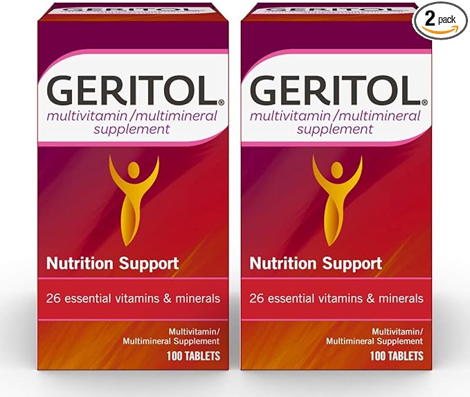 Geritol Multi-Vitamin Nutritional Support Tablets Balance of 26 Essential Vitamins and Minerals 100-Count Bottles (Pack of 2)