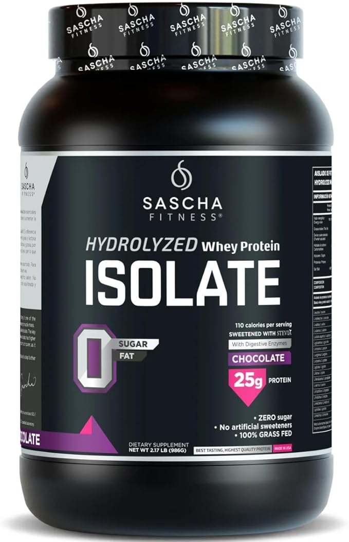 SASCHA FITNESS Hydrolyzed Whey Protein Isolate100% Grass-Fed (2 PoundChocolate)