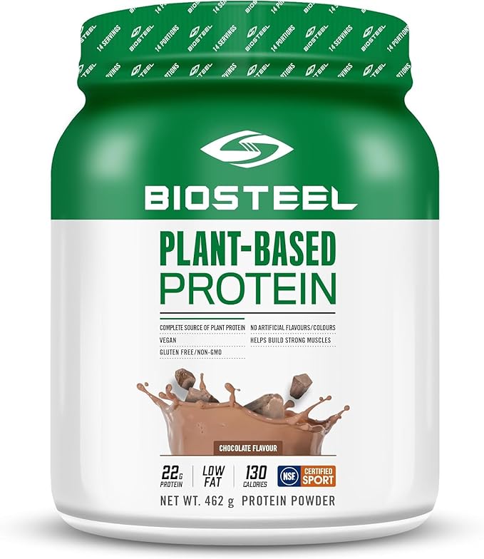 BIOSTEEL Elite Plant-Based Recovery Vegan Protein with Brown Rice Protein Pea Protein and Hemp Protein Chocolate Flavor 14 Servings Gluten-Free