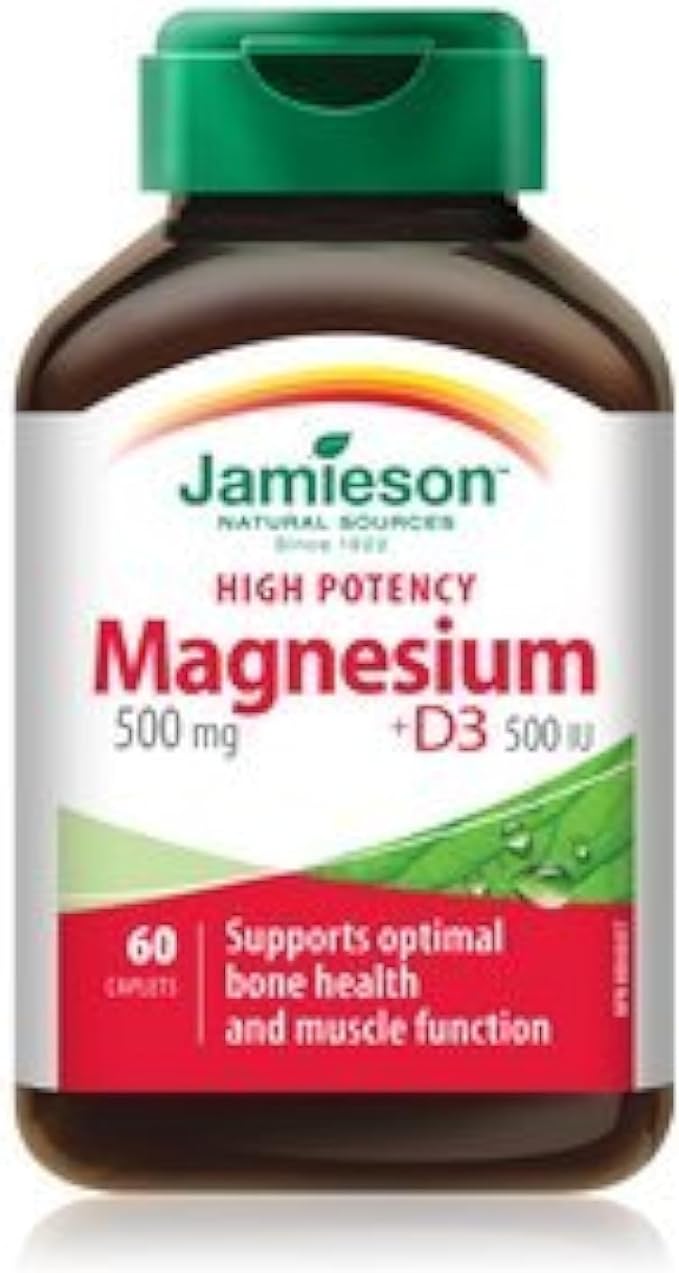 Jamieson High-Potency Magnesium 500 mg + D3 500 IU Formula 60 caplets