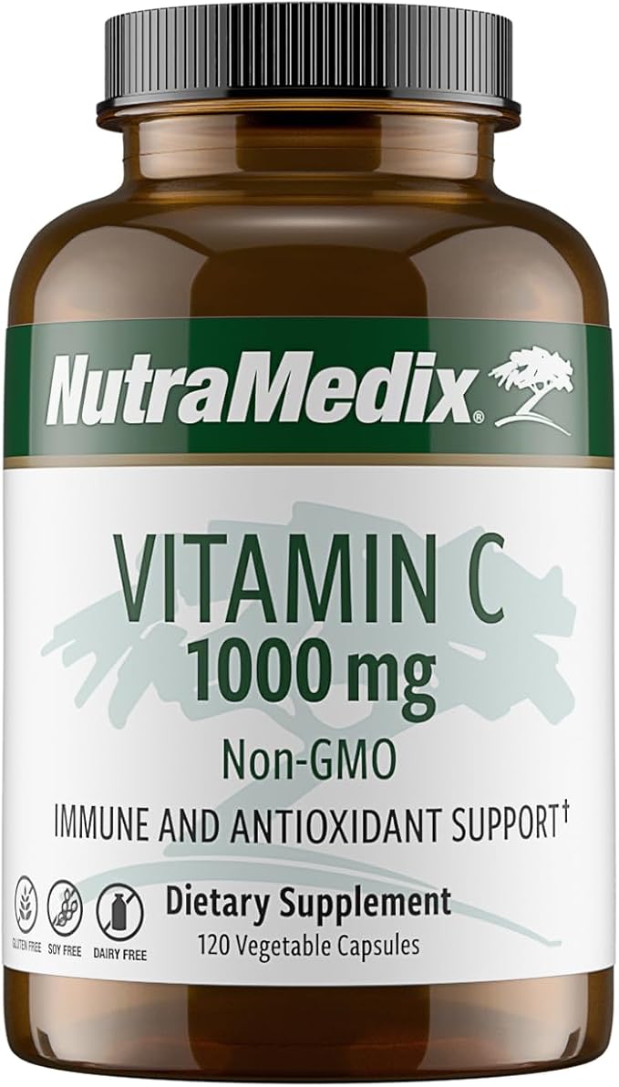 NutraMedix Vitamin C 1000mg - Antioxidants Supplement for Immune Support &amp Heart Health - Vitamin C from Ascorbic Acid - Vegan Non-GMO (120 Vegetarian Capsules)