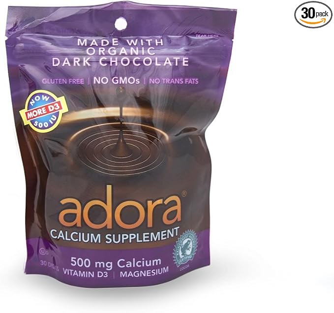 Adora Calcium Supplement Dark Chocolate 30 Count (Value Pack of 3)