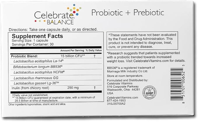 Celebrate Vitamins Bariatric Bundle – Multi-Complete 45mg Iron Multivitamin &amp Balance Probiotic + Prebiotic Capsules Post-Surgery Nutritional &amp Digestive Support for Sleeve Gastrectomy &amp