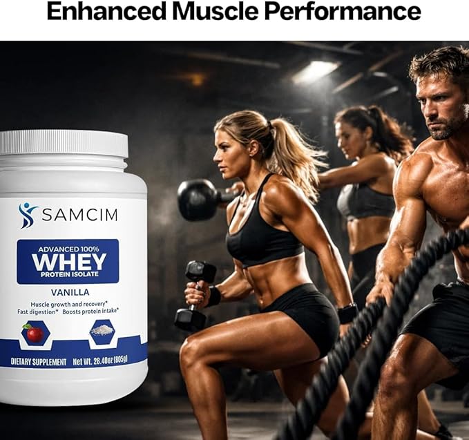 Advanced 100% Whey Protein Isolate Vanilla Flavor Protein Powder Supplement
