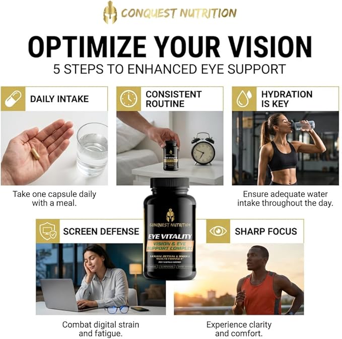 Eye Vitality Vision &amp Eye Support Enhance Eye Health Bilberry Lutein Zeaxanthin. 60 Veggie Caps