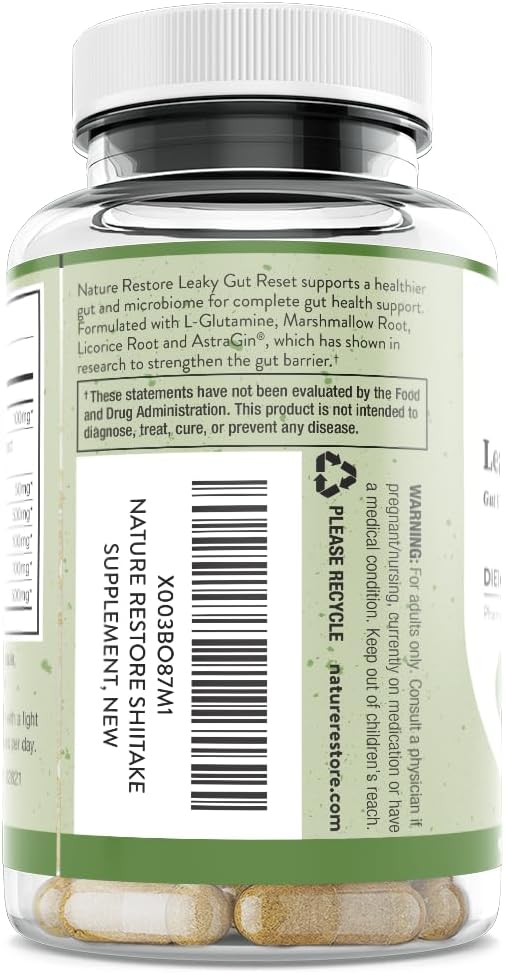 Nature Restore Gut Support Capsules | Marshmallow Root Licorice L Glutamine Probiotic &amp AstraGin | Digestive &amp Microbiome Health | 90 Count