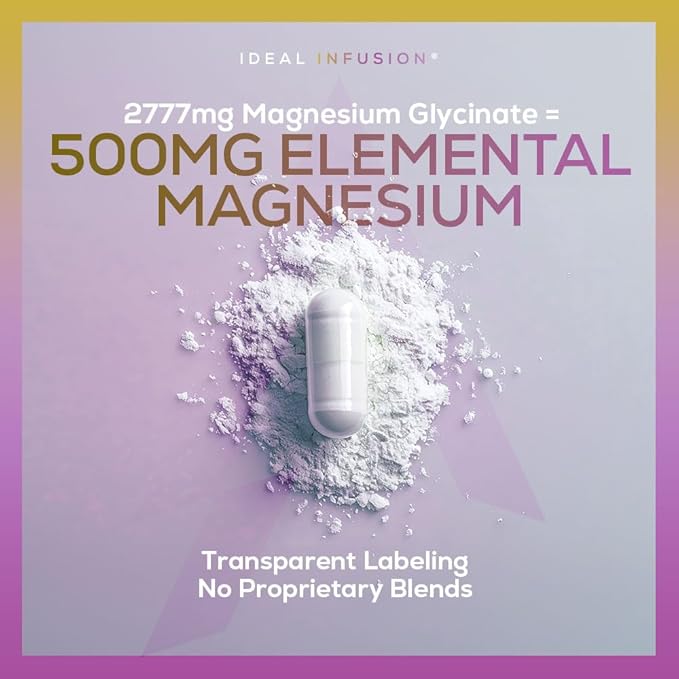 Elemental Magnesium Bisglycinate 500mg – High Absorption Magnesium Supplement for Relaxation Deep Sleep &amp Muscle Recovery – Supports Calm Bone &amp Nerve Health – Vegan Non-GMO – 240 Capsules