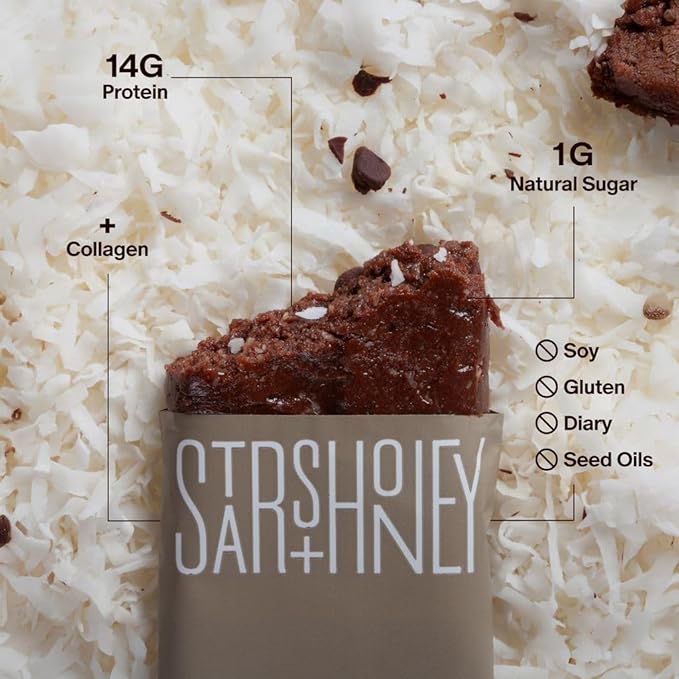 Stars + Honey Protein Bars Dark Chocolate Coconut 14g Protein 1g Sugar with Collagen Peptides Dairy Free Soy &amp Gluten Free Snacks Keto Friendly No Seed Oils or Sugar Alcohols 10 Pack